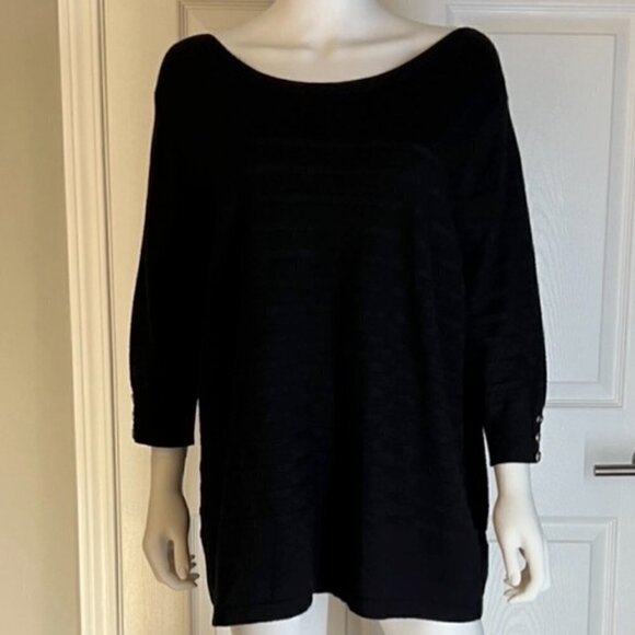 LAURAPLUS Petite black 3/4 long-sleeve textured knit sweater. Sz 3X Petite - Picture 6 of 16